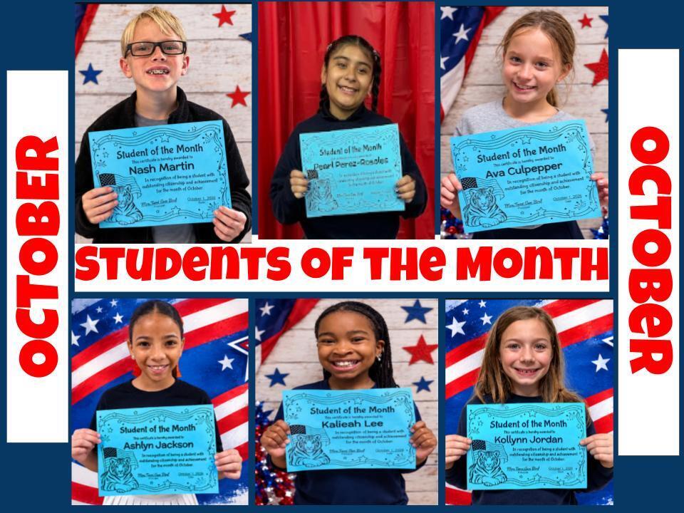 Pictures of the selected October Students of the month
