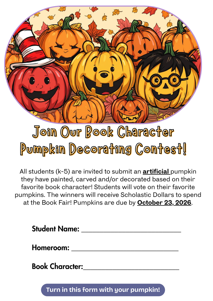 Book Character Pumpkin Contest 