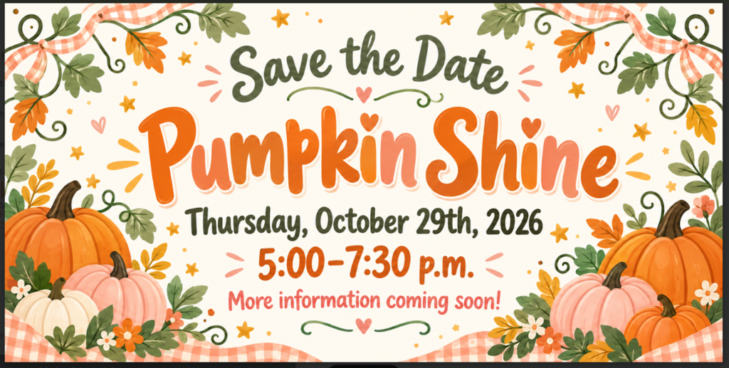Pumpkin Shine is coming up next week! Purchase your tickets through school cash online now! 