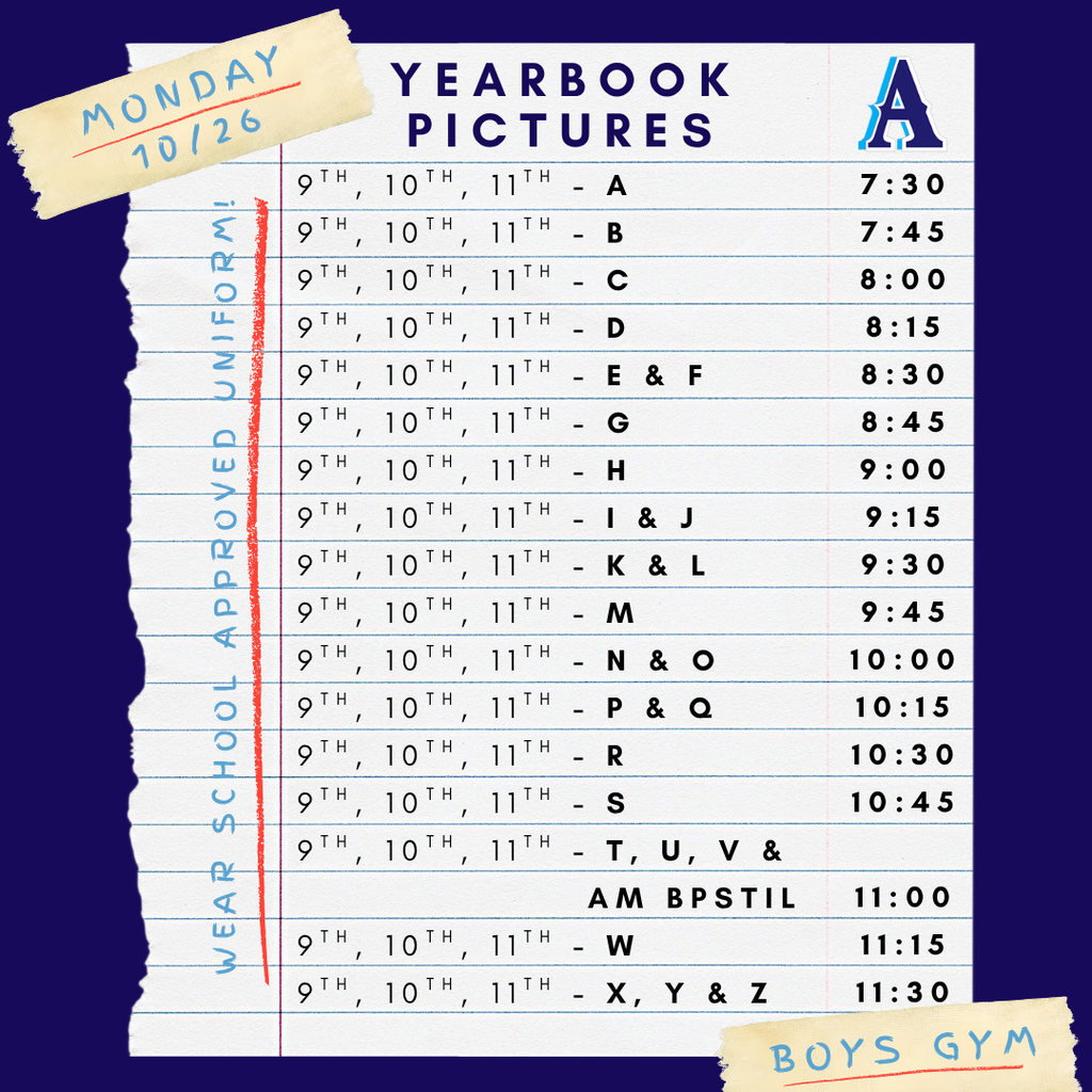 Here is your students schedule!