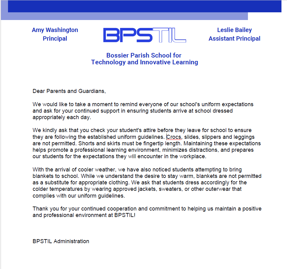 parent letter