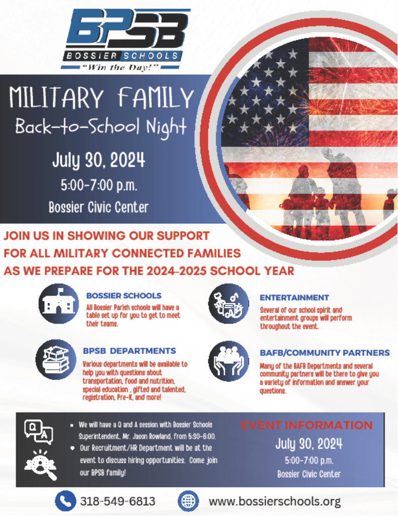 Save the date for Military Family Back-to-School Night! See graphic for more details. 