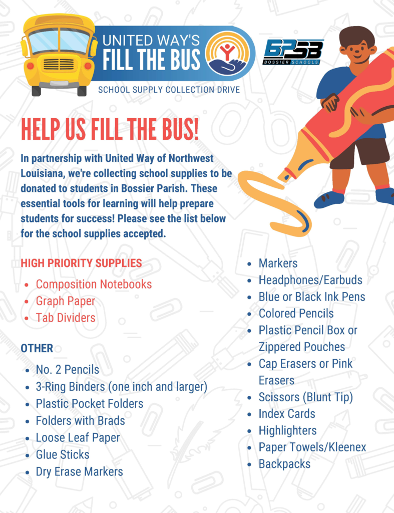 Fill the Bus School Supply list