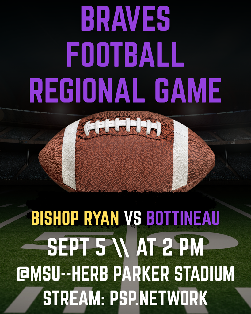 Braves Football vs. Bishop Ryan on Saturday, September 5th at Herb Parker Stadium @ Minot State