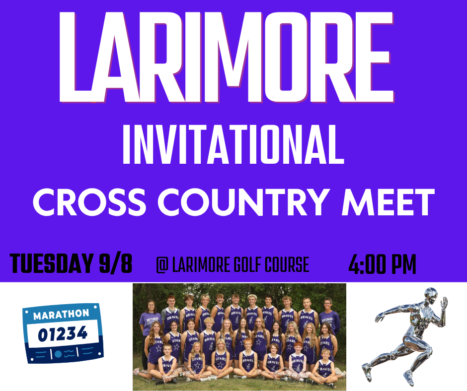 Cross Country teams @ Larimore Golf Course today starting at 4:00