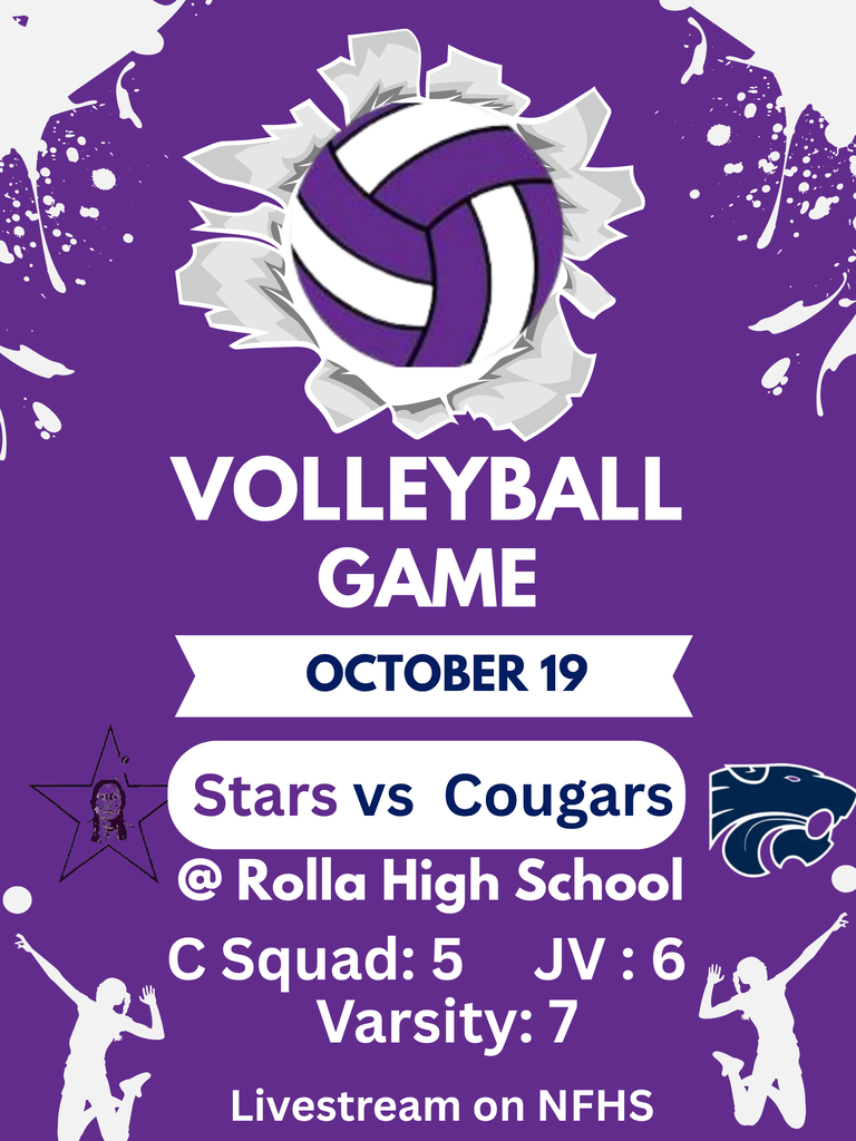 Stars VB vs. NP Cougars on Monday, October 19 in Rolla. Games start at 5:00.