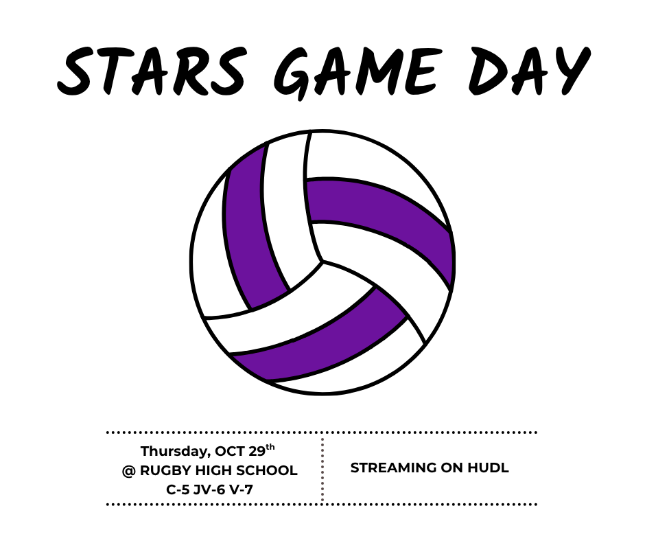Stars VB @ Rugby on October 29th with games starting at 5:00 PM