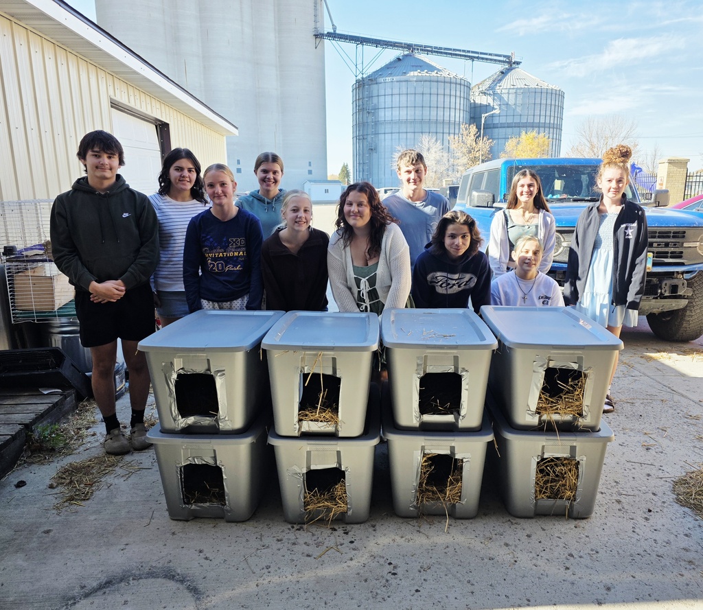 Small Animals class has been busy with the Ag/FFA community service project. This year they had the annual cat shelter project which helps the community with winter cat homes. This is the third year we have donated to the TNR program. 
