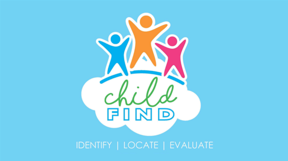Decorative image that says "Childfind" "Identify | Locate | Evaluate"