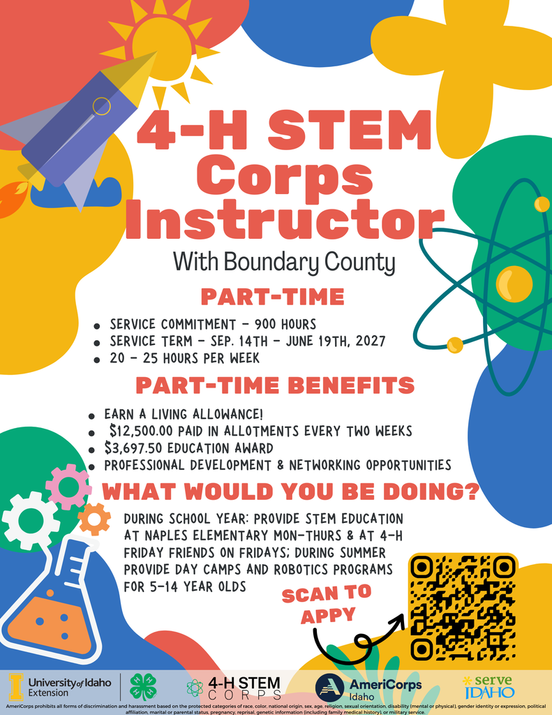 Text in content description; for 4-H STEM Corps Part-time Instructor