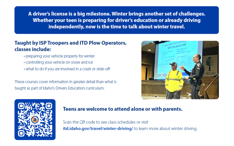 Information on winter driving classes, taken from the PDF document linked above. Download informational flyer - PDF, linked above.