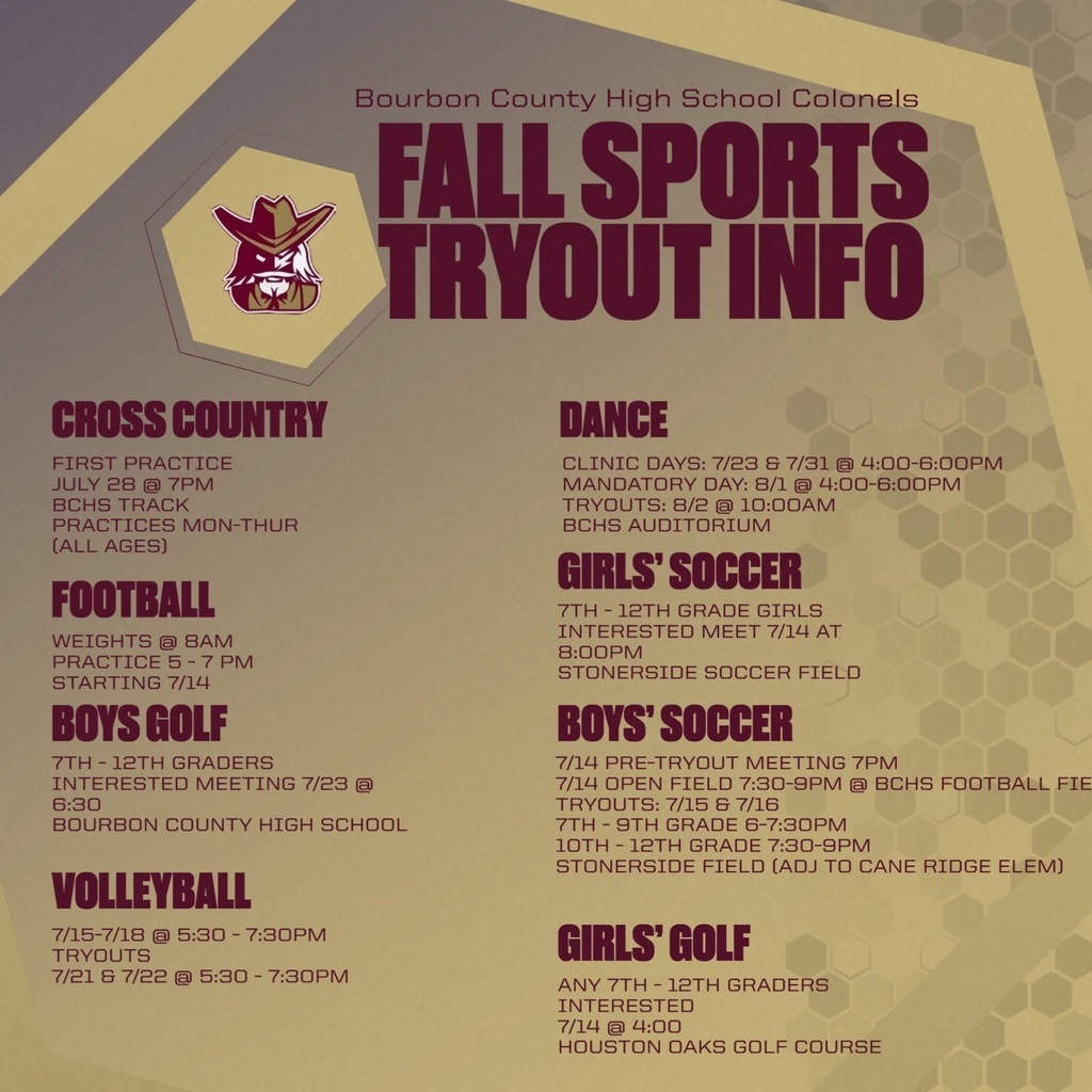 Fall Sports Tryout Information 