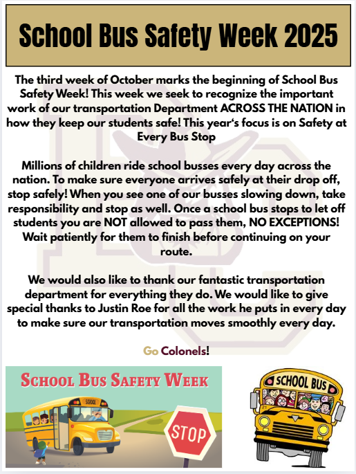 Graphic for School Bus Safety Week