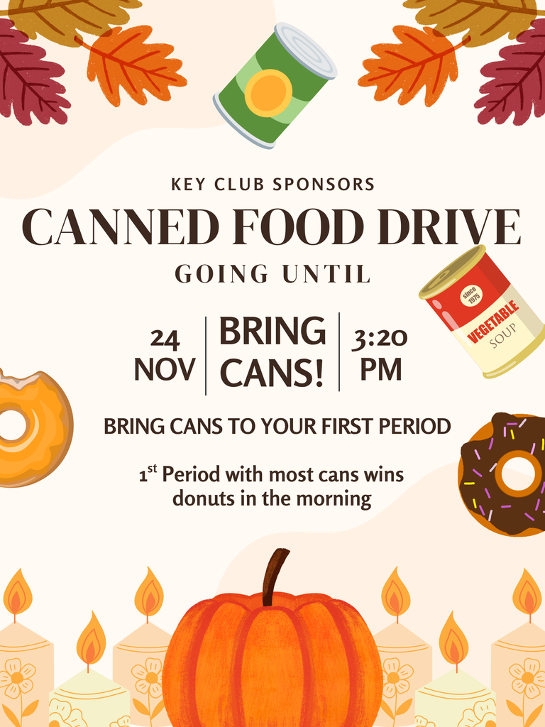 Canned Food Drive at the High School through November 24