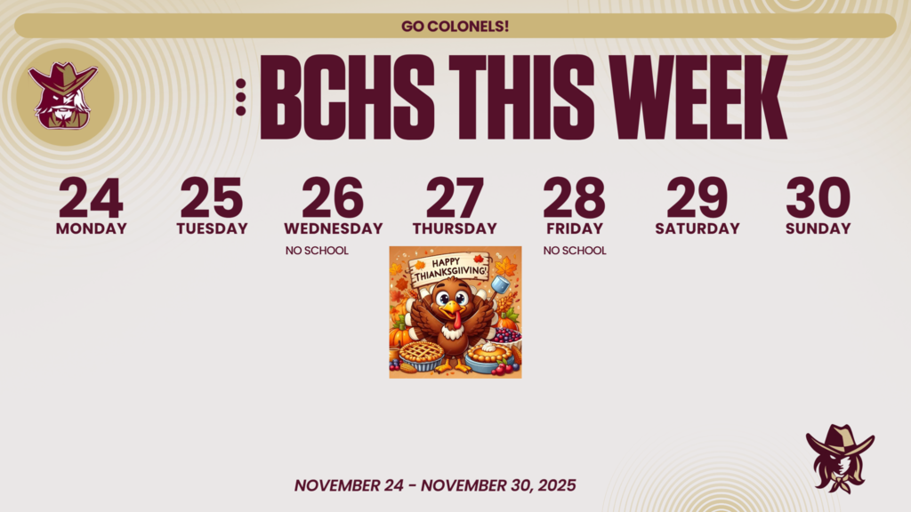 Weekly Schedule for November 24 - 30