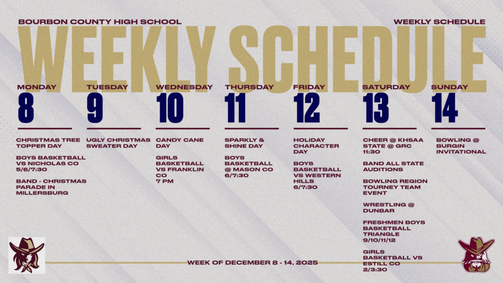December 8-14 events at BCHS graphic