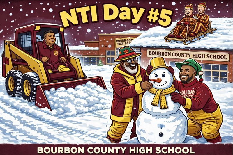 This is an image announcing that Bourbon County Schools will be out on Tuesday, January 27. This will be NTI day #5.