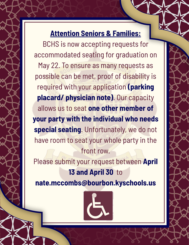 Graduation Handicap Parking Request Graphic