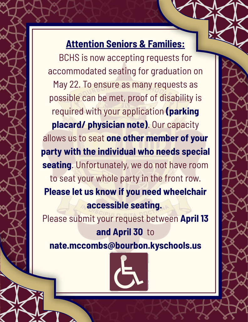 Accommodated parking and seating for graduation.