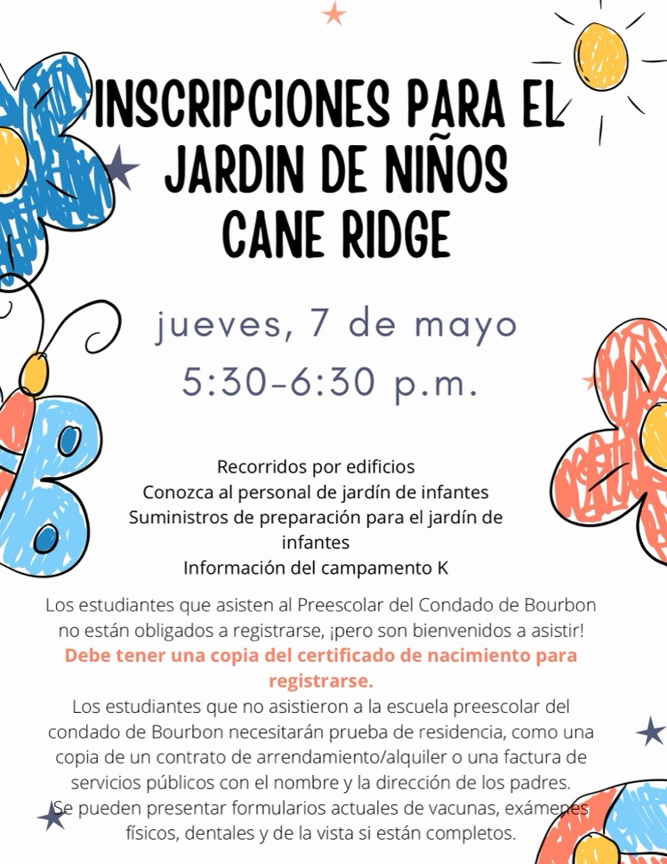 kindergarten registration information 