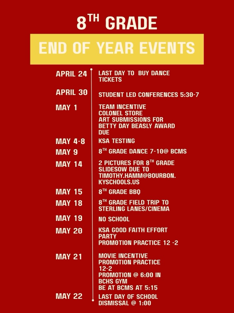8th grade dates