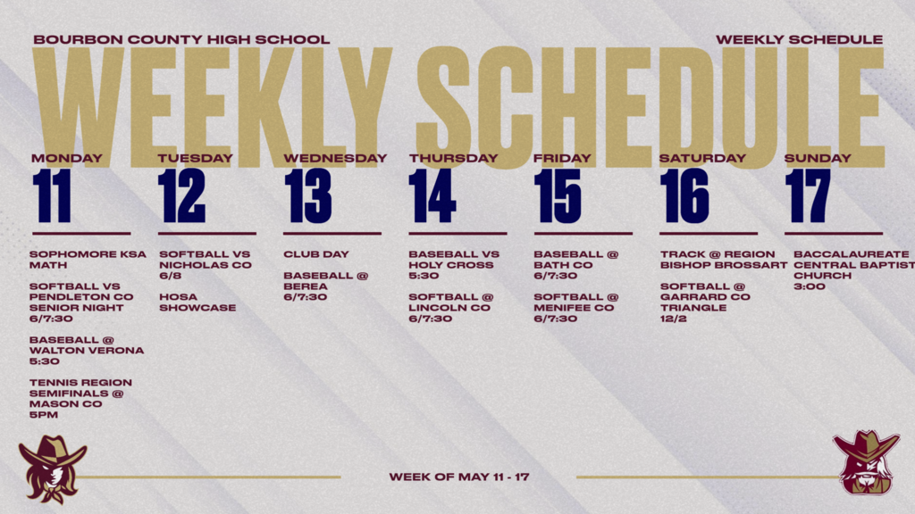 Weekly events May 11-17.