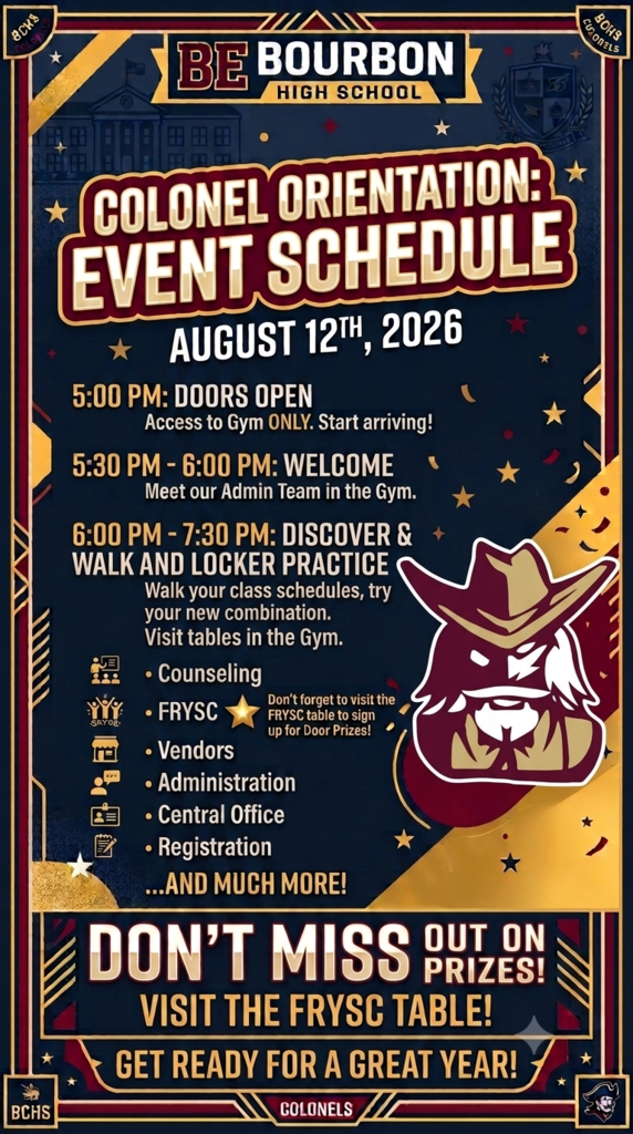 BE Bourbon Schedule