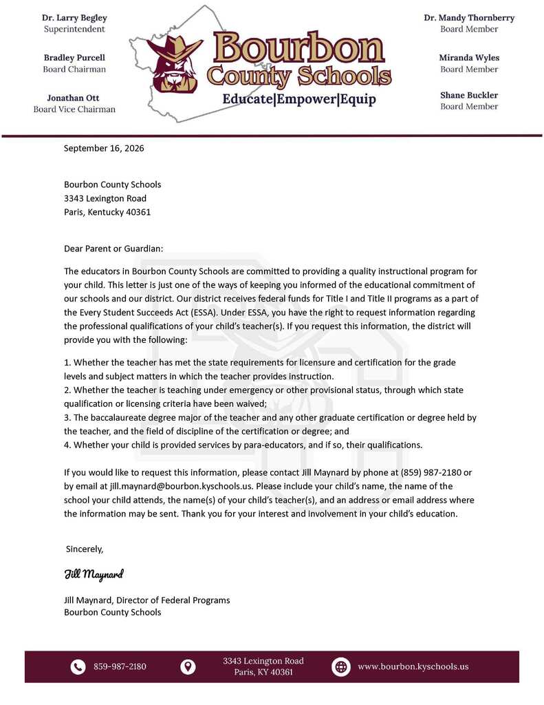 Letter to Guardians