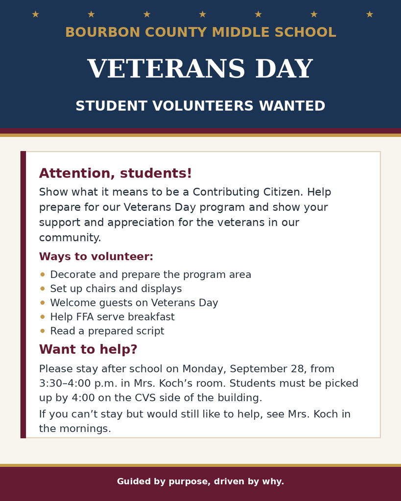 veterans day program volunteers needed