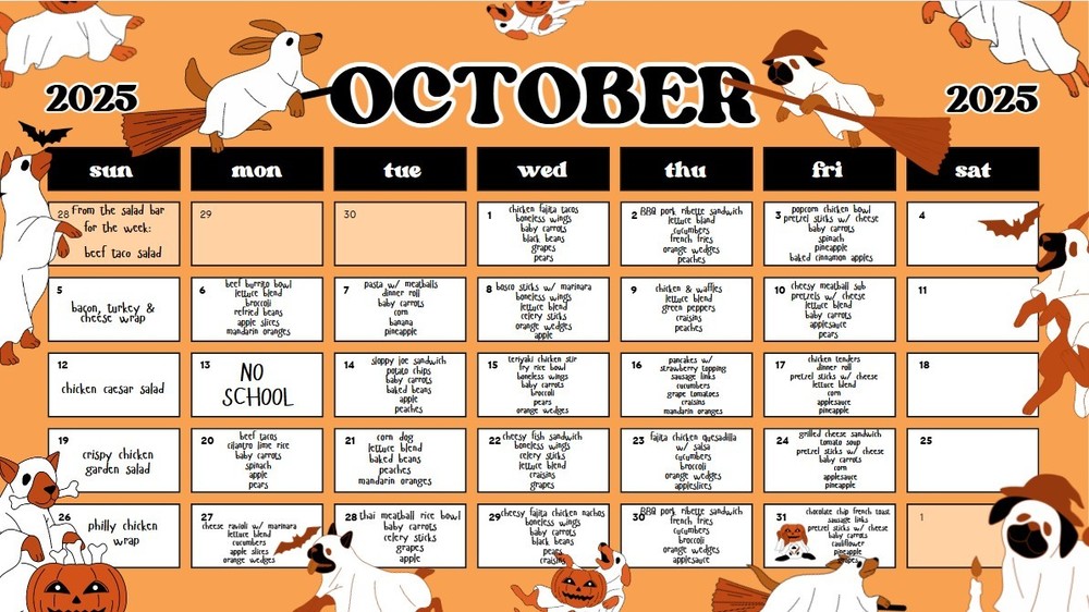 October lunch menu