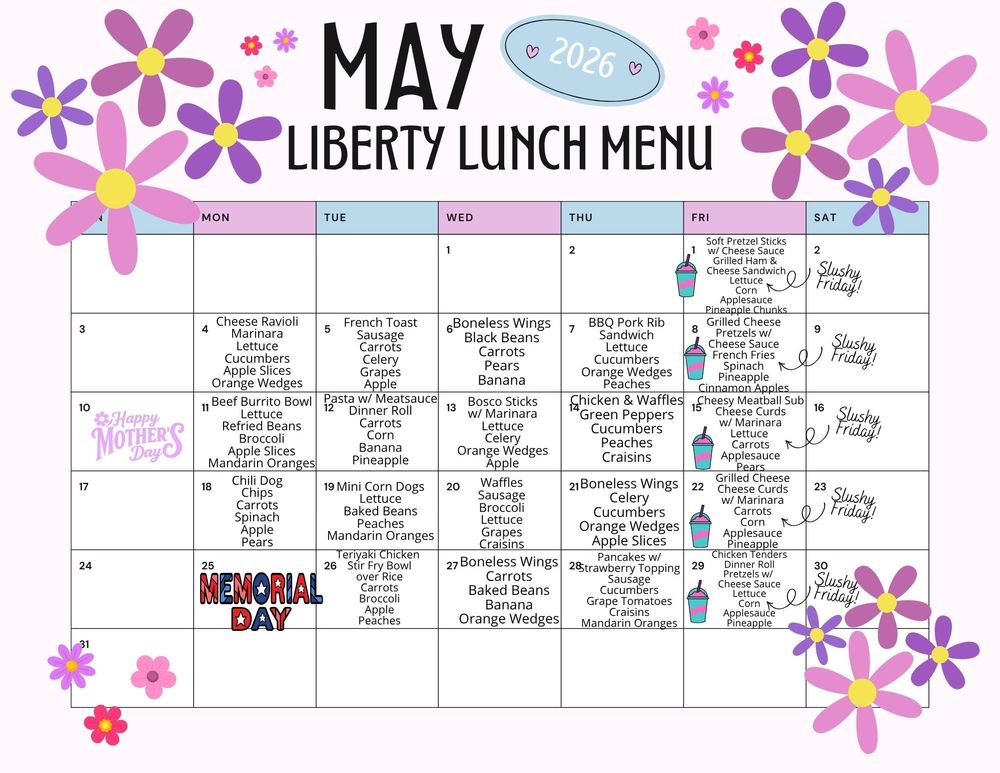 MAY Lunch menu