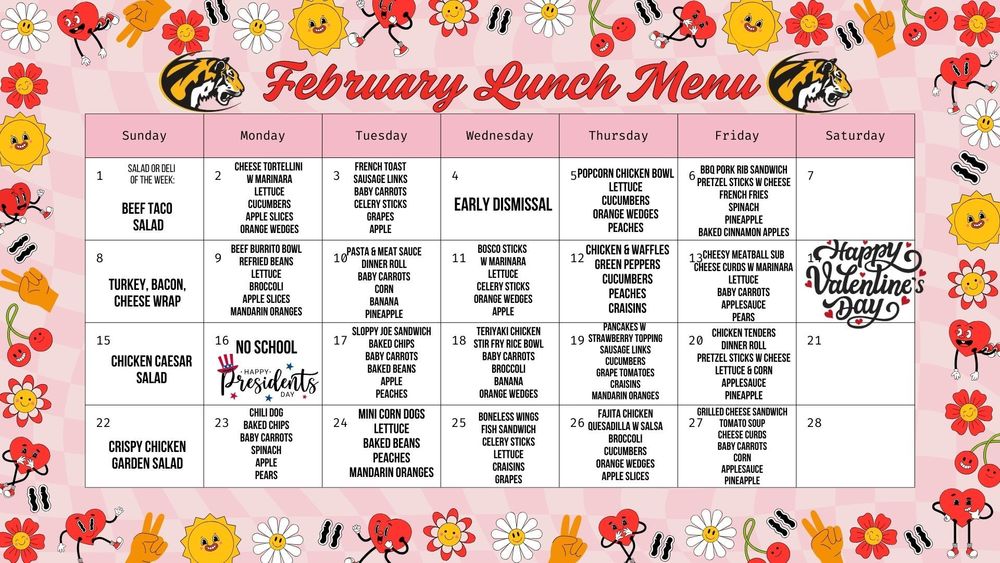 February Lunch menu
