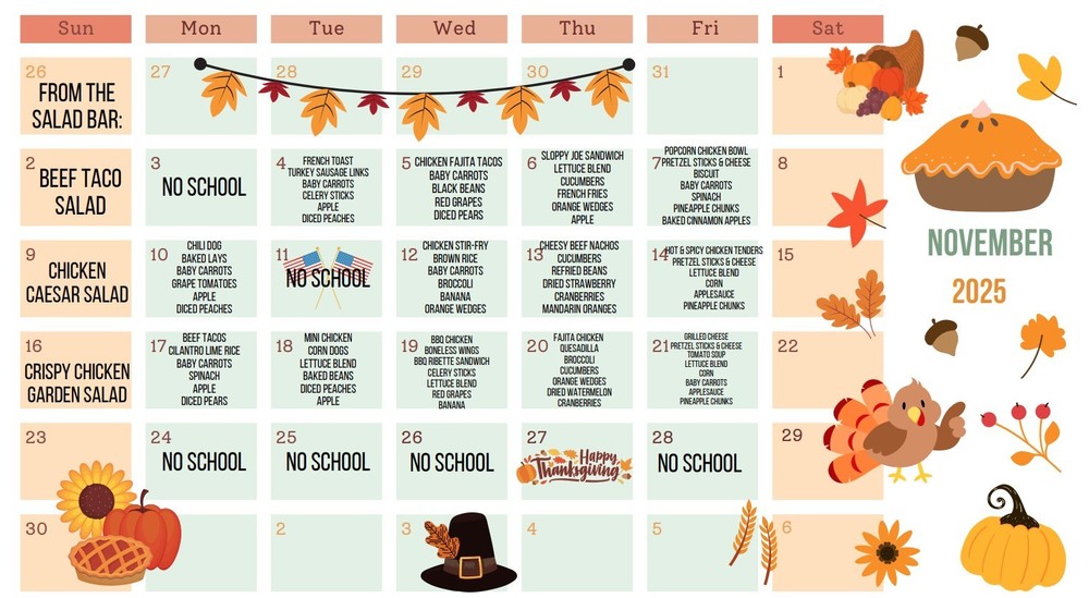November lunch menu
