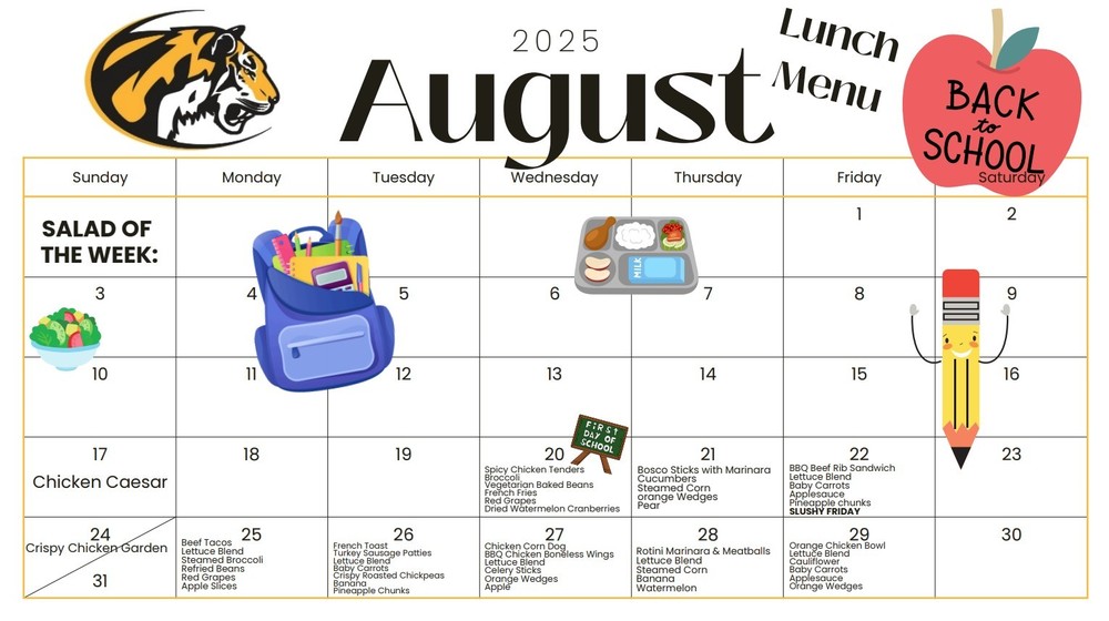 August lunch menu