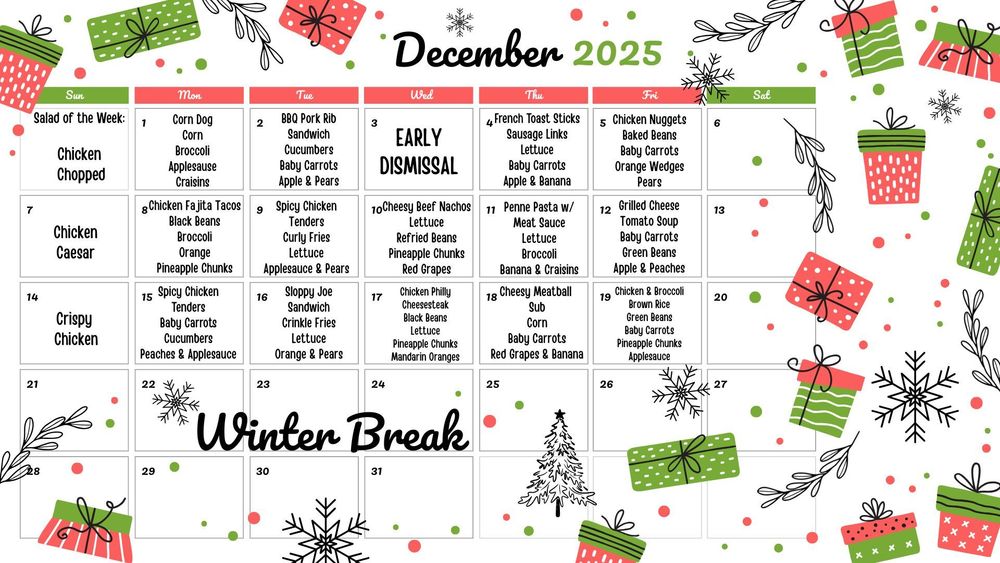 December lunch menu