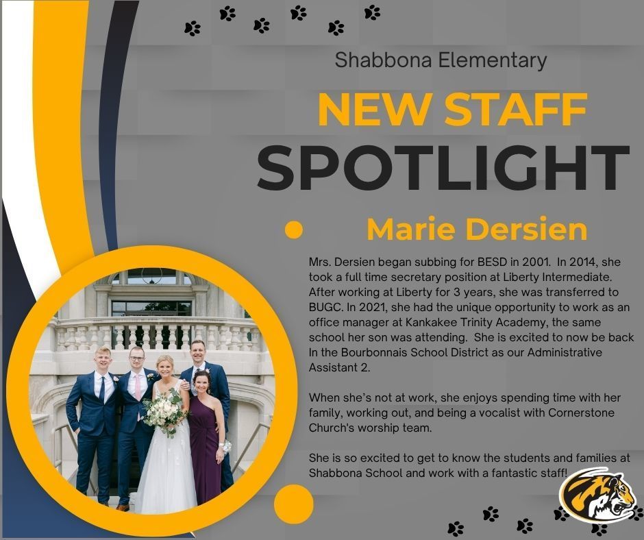 Introduction of Mrs. Dersien along with her picture.