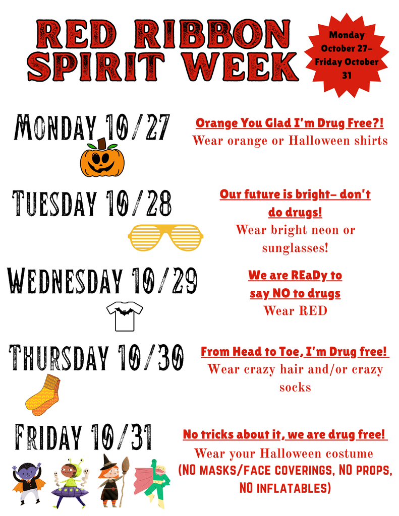 Red Ribbon Spirit Week Dress-up days!