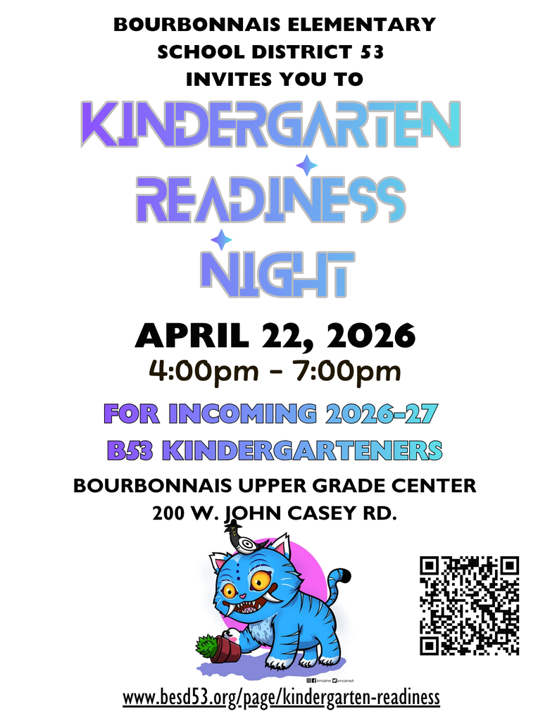 Flyer for kindergarten readiness night with information and qr for survey.