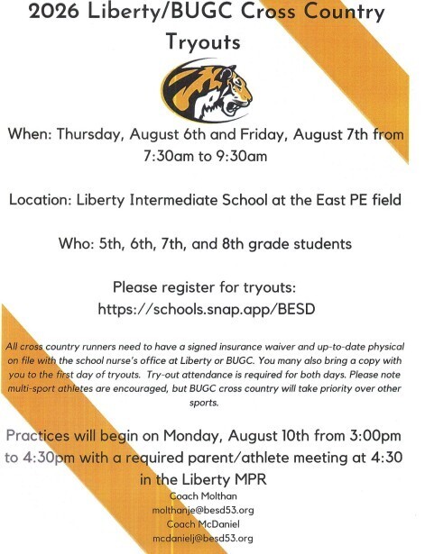 Cross Country Tryout Information