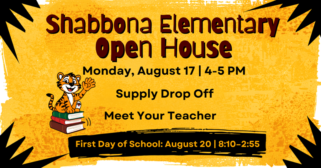 jungle background with a cartoon tiger flyer for open house
