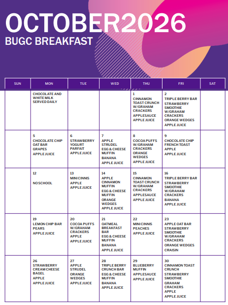 BUGC BREAKFAST OCTOBER