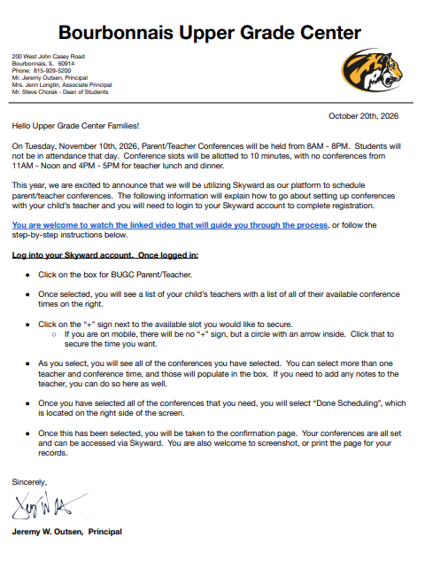 Parent Teacher Conference Information