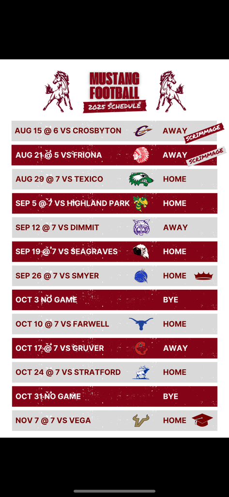 Varsity Schedule