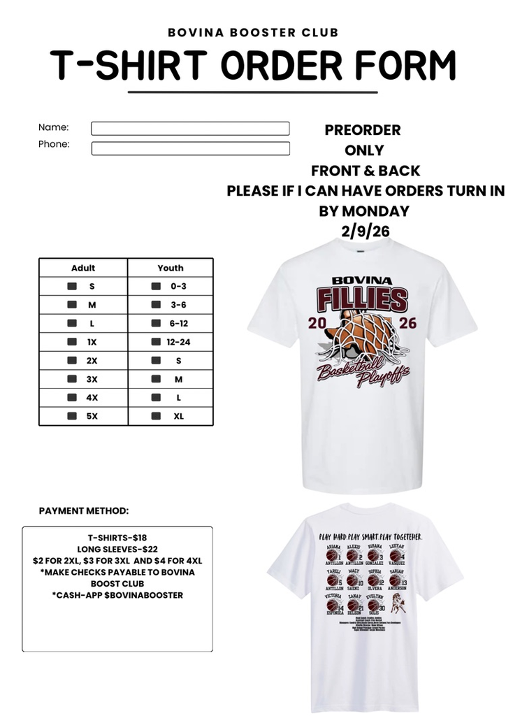 fillies order form