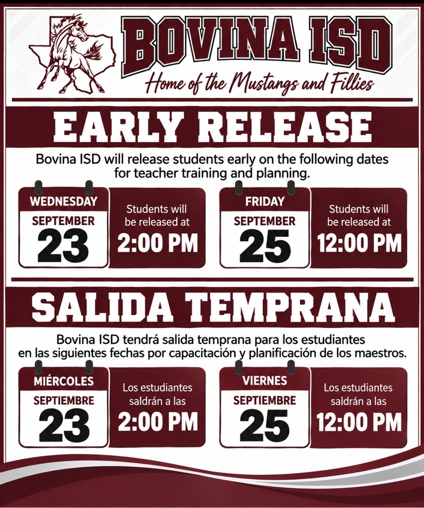 Early release Wednesday and Friday.