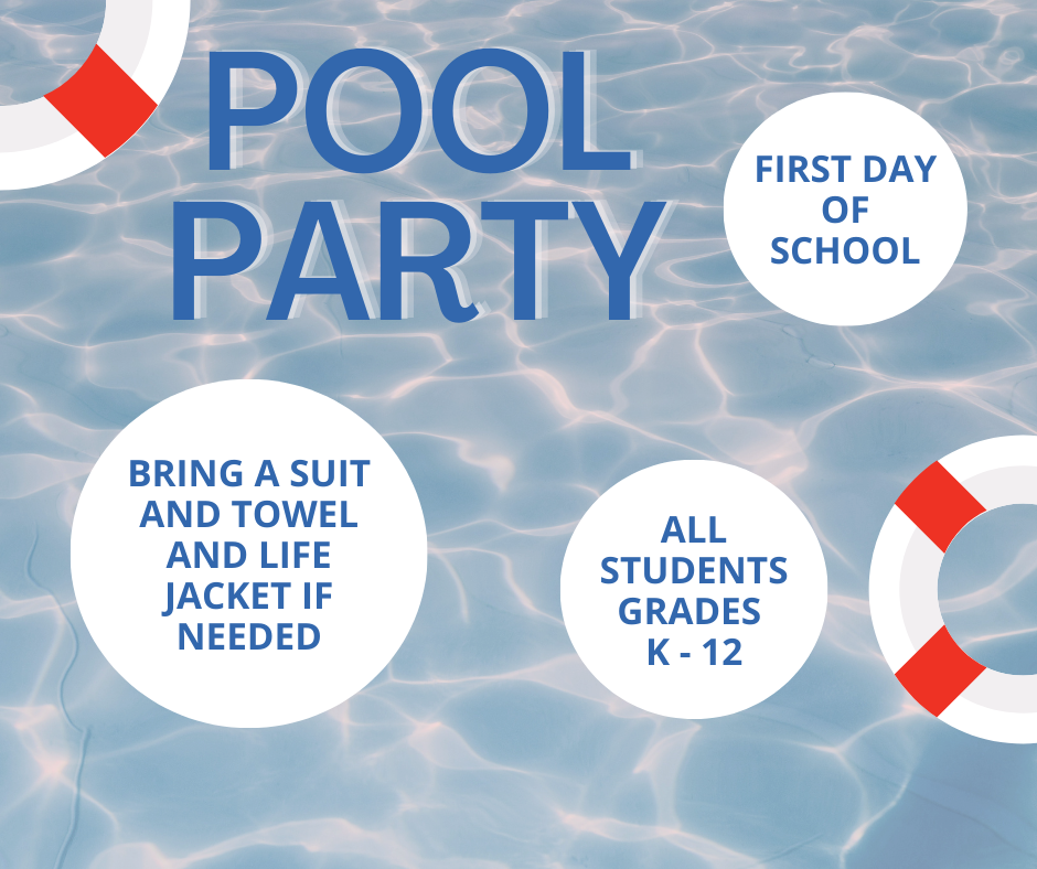 blue modern pool party facebook post