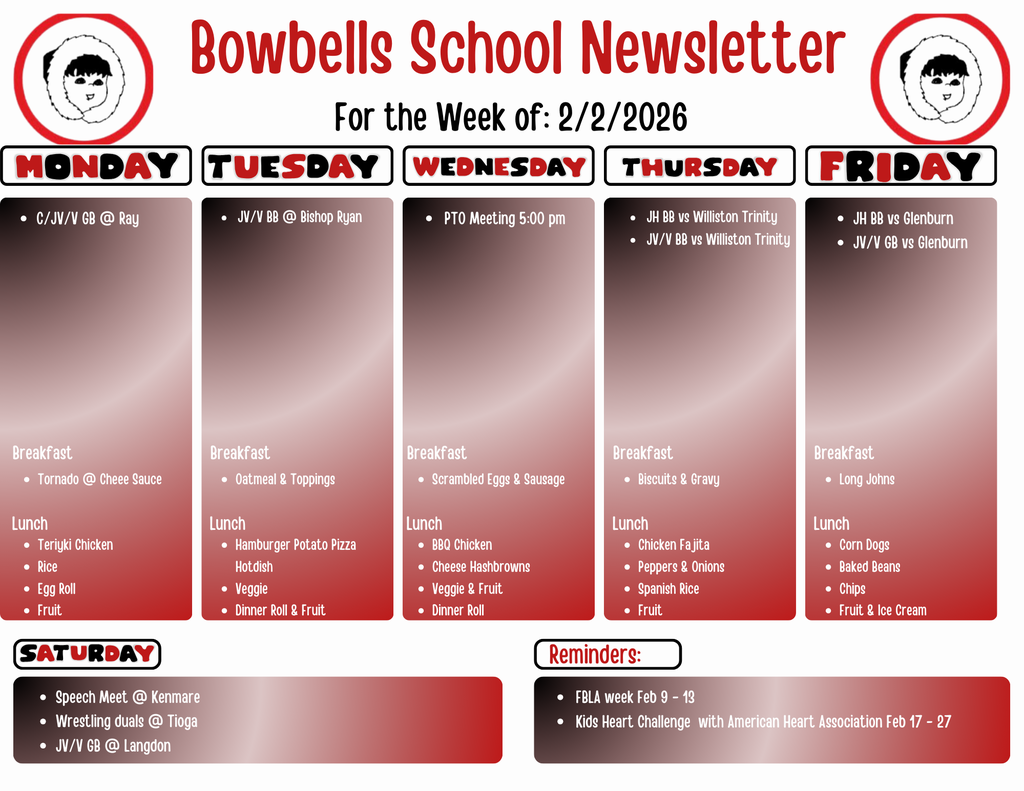 Feb 2 menu and activities