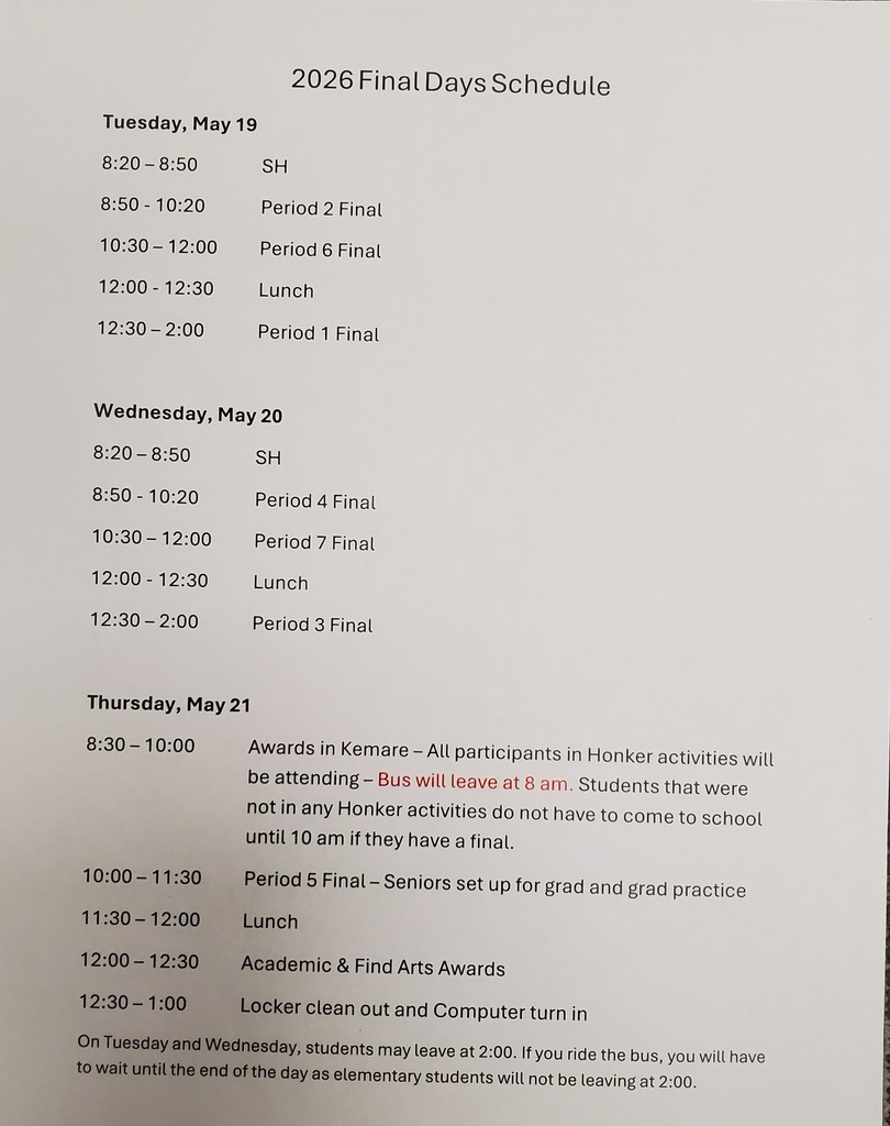 test schedule