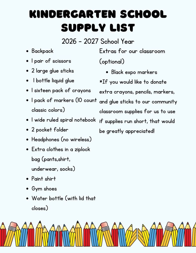 kindergarten list
