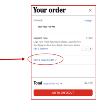 online orders coupon code